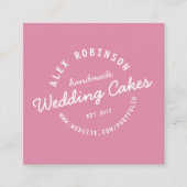 ピンクのレトロのウエディングケーキのパン屋の名刺 スクエア名刺 (正面)