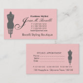 ピンクのレトロのビクトリアンなマネキンのファッションのスタイリスト 予約カード (正面/裏面)