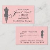 ピンクのレトロのビクトリアンなマネキンのファッションのスタイリスト 予約カード (正面/裏面)
