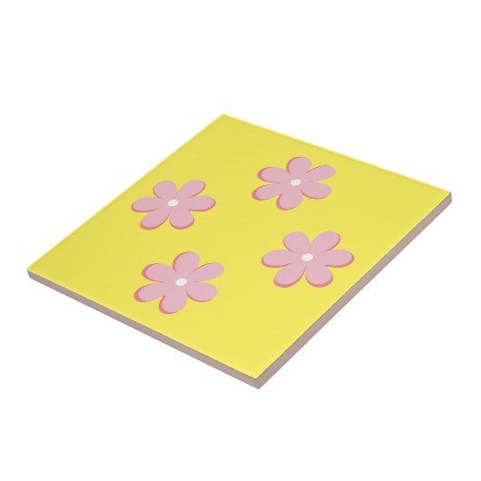 ピンクのレトロの花 タイル (側面)