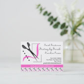 ピンクのレトロの裁縫婦の変化のテーラー 名刺 (スタンド正面)