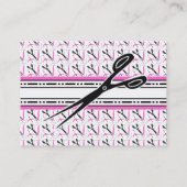 ピンクのレトロの裁縫婦の変化のテーラー 名刺 (裏面)