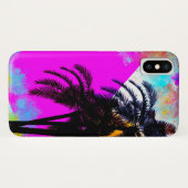 ピンクのレトロカラフルな夏のビーチのヤシの木 Case-Mate iPhoneケース (裏面(横))