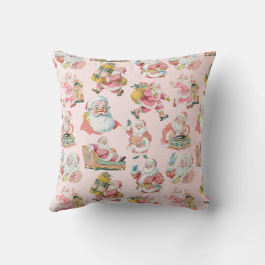 ピンクのレトログルービーサンタクロースをテーマにしたクリスマス クッション (裏面)