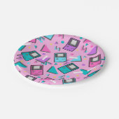 ピンクのレトロゲーム ペーパープレート (アングル)