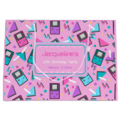 ピンクのレトロゲーム ラージペーパーバッグ (正面)