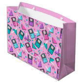 ピンクのレトロゲーム ラージペーパーバッグ (裏面アングル)