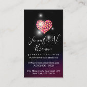 ピンクのレトロジュエリーハートきらきら光るダイヤモンド 名刺 (裏面)