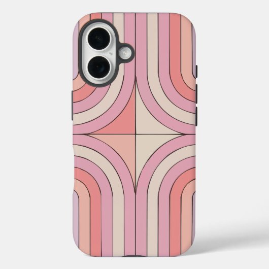 ピンクのレトロストライプアーチ電話ケース、ミニマリスト70S Case-Mate iPhoneケース (裏面)