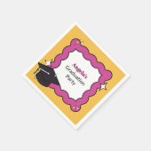 ピンクのレトロトレンディーの波状卒業パーティー スタンダードカクテルナプキン (角)