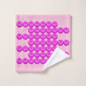 ピンクのレトロパターンのトレンディースタイル バスタオルセット (ウォッシュタオル)