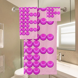 ピンクのレトロパターンのトレンディースタイル バスタオルセット