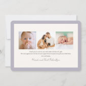 ピンクのレトロフローラ女の子の写真の誕生のお知らせ 招待状 (裏面)