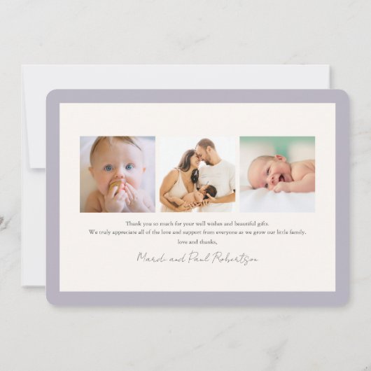 ピンクのレトロフローラ女の子の写真の誕生のお知らせ 招待状 (裏面)