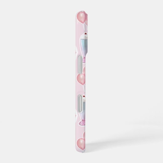 ピンクのレトロミルクシェイク かわいいコケット風オリジナルデザイン iPhone 16ケース (右側面)
