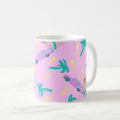 ピンクのレトロヤシの木と車 コーヒーマグカップ (正面右)