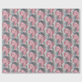 ピンクのレトロヴィンテージクリスマスの球根パーティーラップ ラッピングペーパー (フラット)