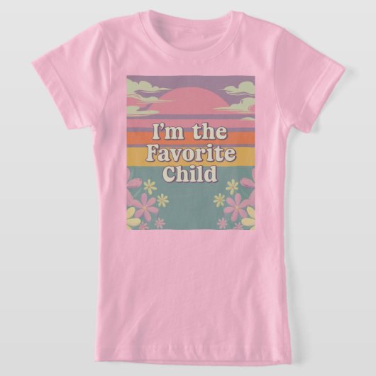 ピンクのレトロ私はお気に入りの子供の女の子のTシャツ Tシャツ (レイダウン)