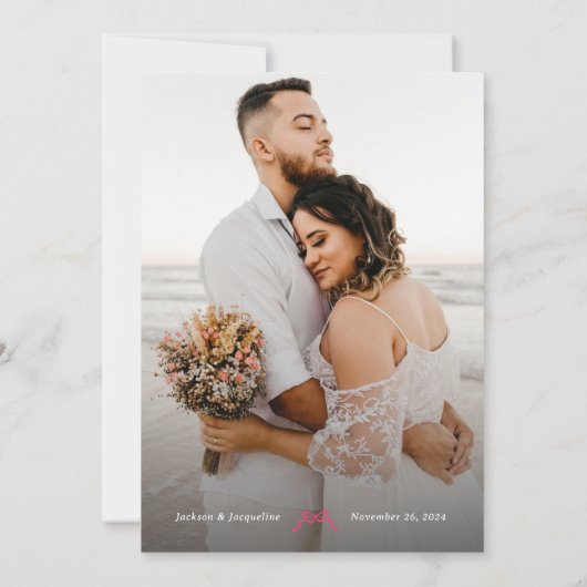 ピンクのレトロ結婚したクリスマスボウズ写真 シーズンカード (裏面)