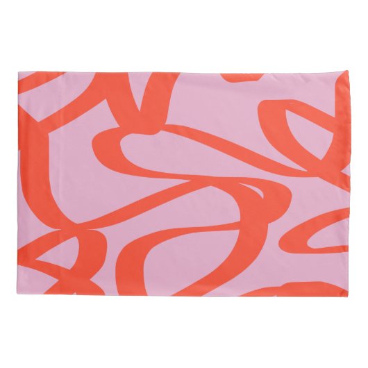 ピンクのレトロ線モダン抽象芸術ブラシ形状 枕カバー (裏面)