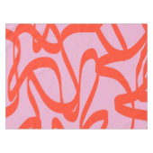 ピンクのレトロ線モダン抽象芸術ブラシ テーブルクロス (正面(横))