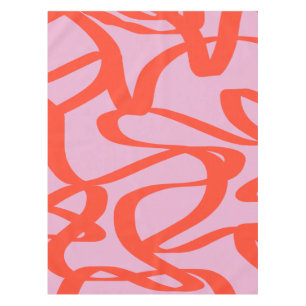 ピンクのレトロ線モダン抽象芸術ブラシ テーブルクロス
