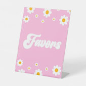 ピンクのレトロ70の好意テーブルのパーティー記号 台座サイン (正面)