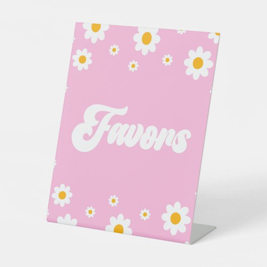 ピンクのレトロ70の好意テーブルのパーティー記号 台座サイン (正面)