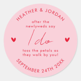 ピンクのレトロ70s結婚が私の紙吹雪の好意 ラウンドシール
