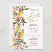 ピンクのレモネードと弓メイン絞りベビーシャワー 招待状 (正面)