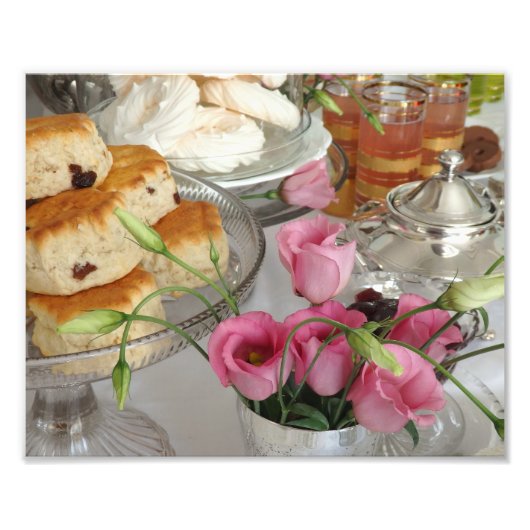 ピンクのレモネードのアフタヌーンティーポスター フォトプリント            (正面)