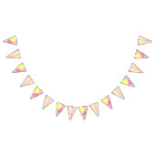 ピンクのレモネードのパーティー、黄色およびピンク バンティングフラッグ (全)