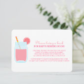 ピンクのレモネードのベビーシャワーの本の要求エンクロージャ エンクロージャーカード (スタンド正面)