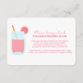 ピンクのレモネードのベビーシャワーの本の要求エンクロージャ エンクロージャーカード (正面)