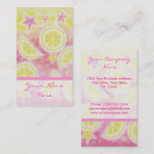 ピンクのレモネードの名刺のストライブ柄のportratt 名刺 (正面/裏面)