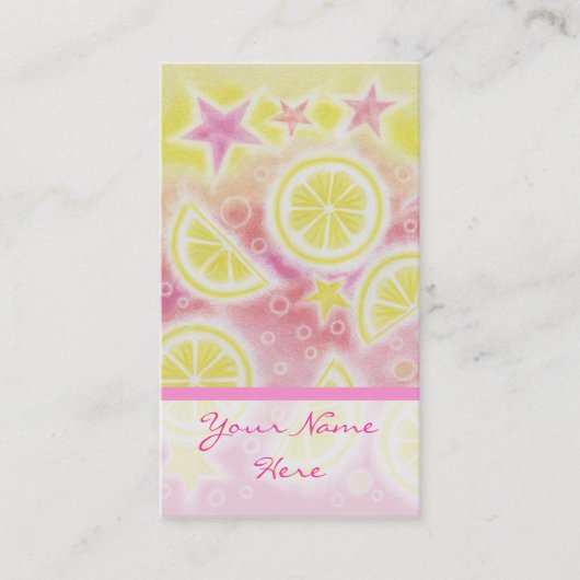 ピンクのレモネードの名刺のストライブ柄のportratt 名刺 (正面)
