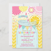 ピンクのレモネードの招待状の日光の最初誕生日 招待状 (正面)