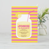 ピンクのレモネードの誕生日のパーティの招待状 招待状 (スタンド正面)