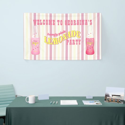 、ピンクのレモネードの誕生日縞で飾ります 横断幕 (トレードショー)