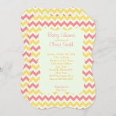 ピンクのレモネードシェブロンベイビーシャワー 招待状 (正面/裏面)
