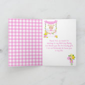 ピンクのレモネードスタンドの誕生日金髪の女の子 サンキューカード (内部)
