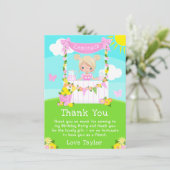 ピンクのレモネードスタンドの誕生日金髪の女の子 サンキューカード (スタンド正面)