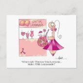 ピンクのレモネード乳癌はがき ポストカード (正面)