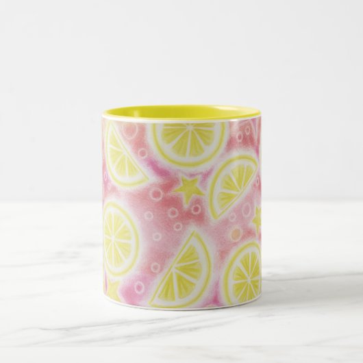 ピンクのレモネード二音マグカップ ツートーンマグカップ (中央)