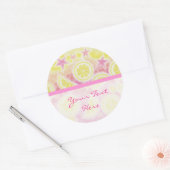 ピンクのレモネード「あなたのテキスト」のステッカーのラウンドストライプ ラウンドシール (封筒)