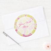 ピンクのレモネード「Your Text」のステッカー・ラウンド ラウンドシール (封筒)