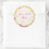 ピンクのレモネード「Your Text」のステッカー・ラウンド ラウンドシール (バッグ)