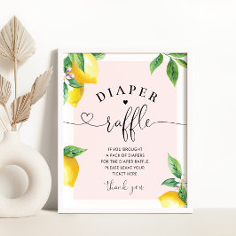 ピンクのレモンおむつラッフルサイン ポスター