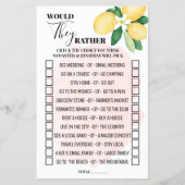 ピンクのレモンは彼らはむしろゲームカードをシャワーするだろう チラシ (正面)