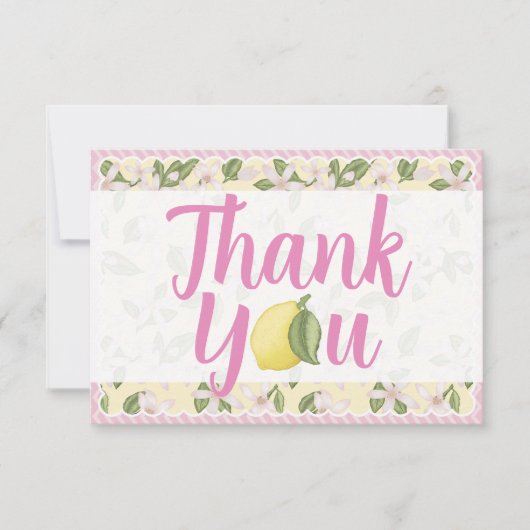 ピンクのレモンサンキューカードと柑橘類縁ど サンキューカード (正面)